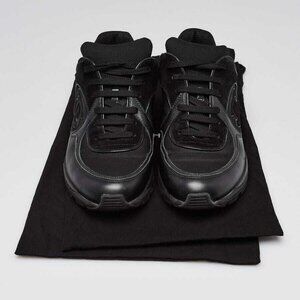 Chanel Black Leather/Suede Logo Sneakers Size 5.5/36